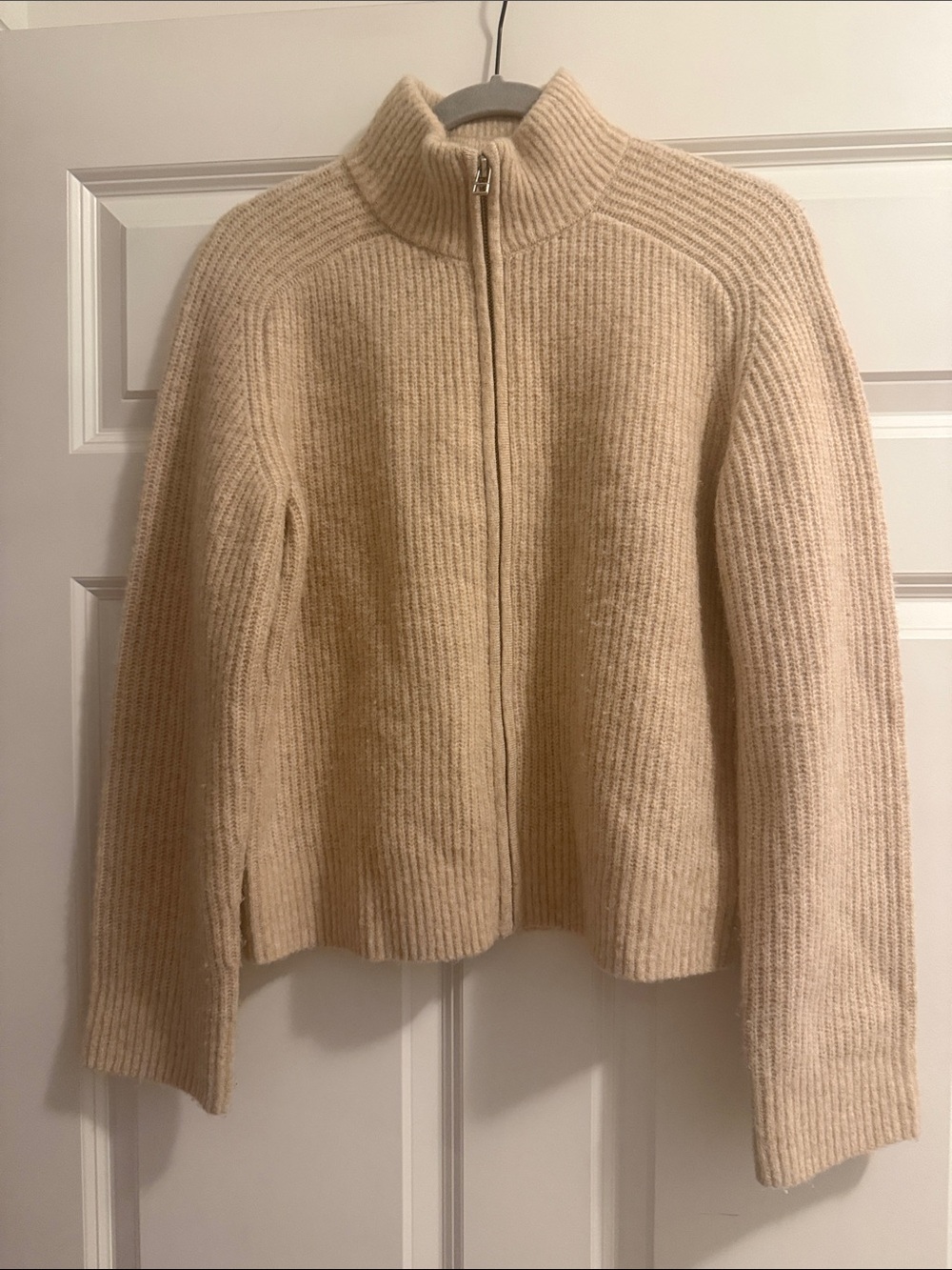 Nordstrom Cream Zip-Up Sweater